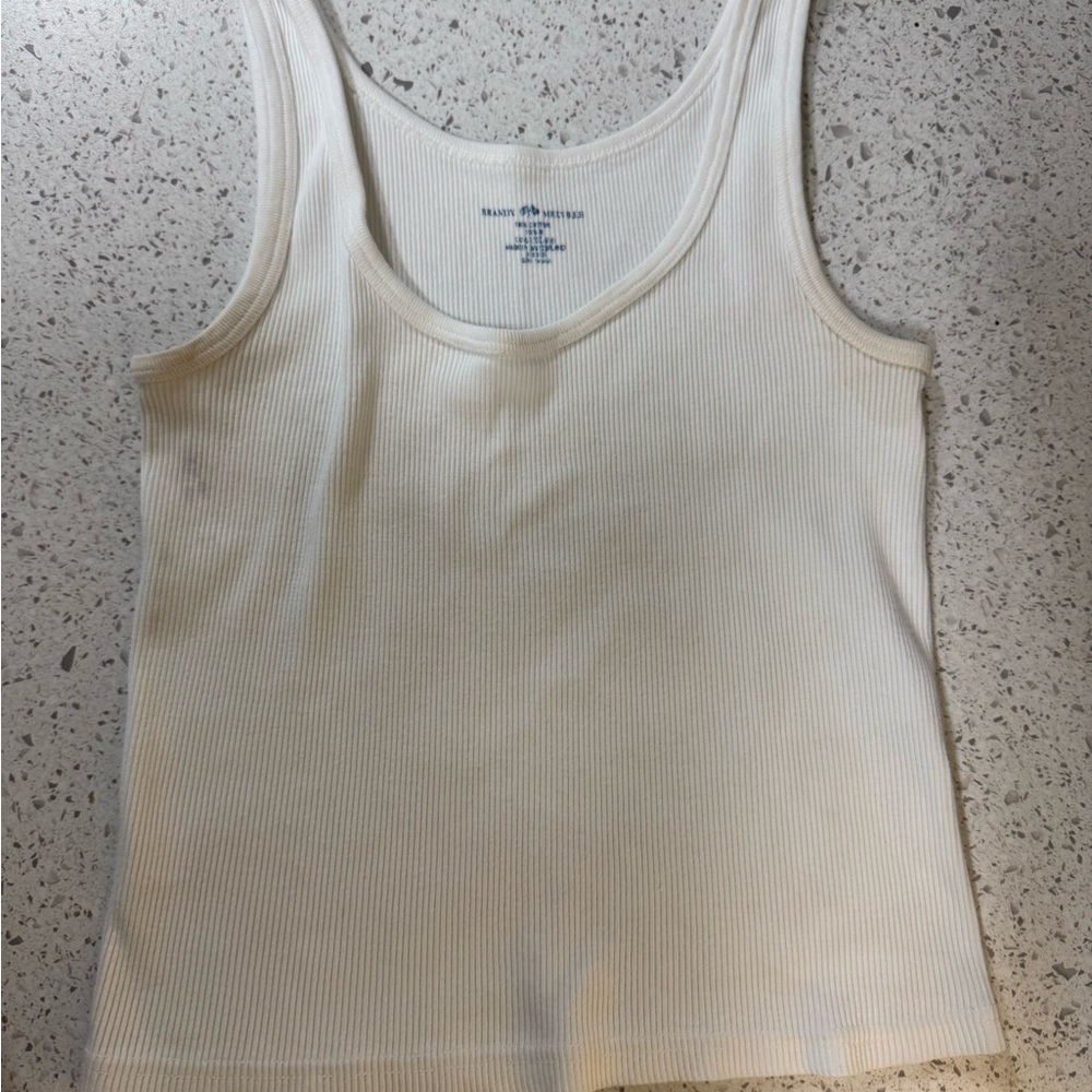 Brandy Melville White Ribbed Tank Top